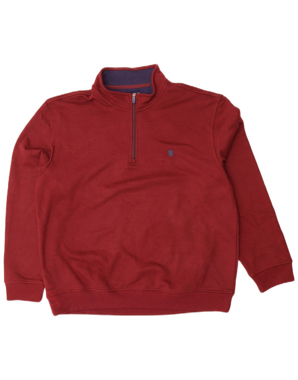 Felpa da uomo con collo con zip Izod, maglione XL, poliestere marrone