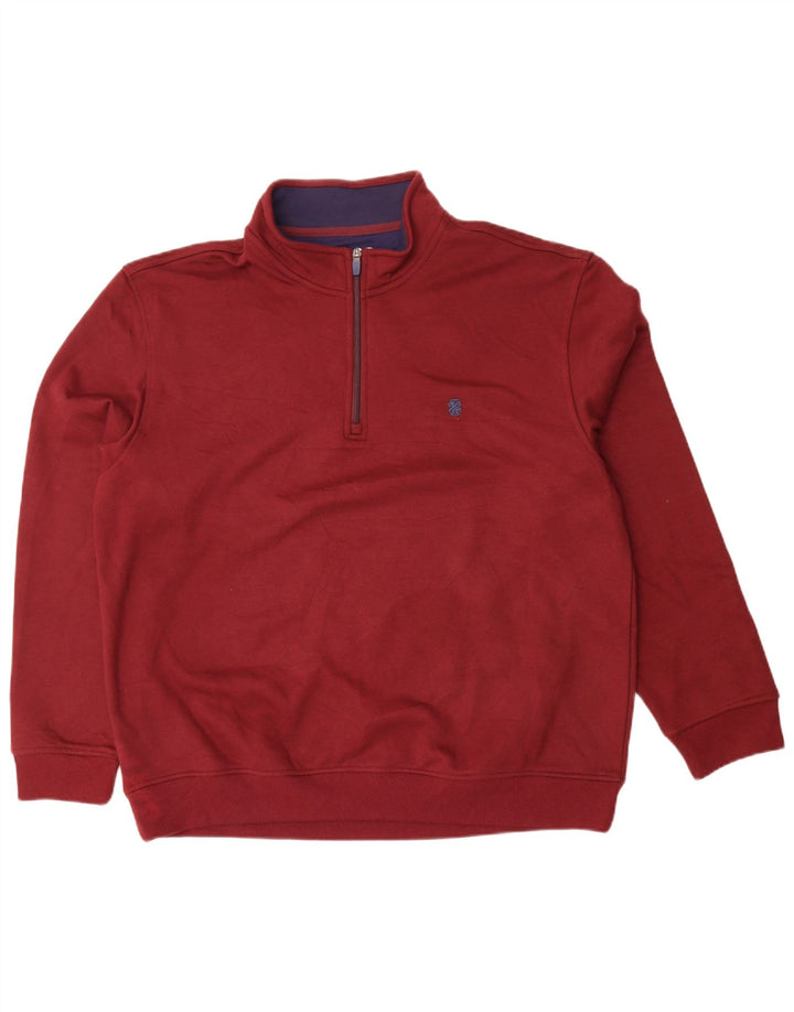 Felpa da uomo con collo con zip Izod, maglione XL, poliestere marrone