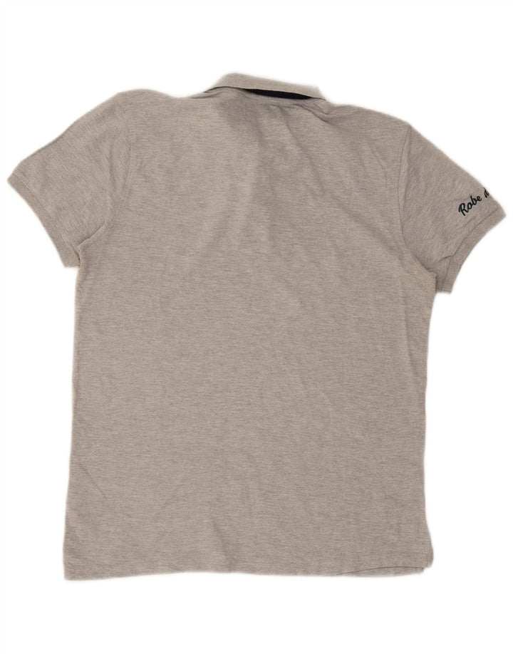Polo Kappa da uomo grande in cotone color block grigio