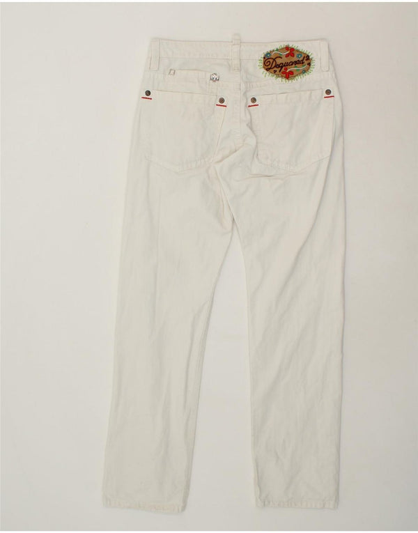 DSQUARED2 Womens Straight Casual Trousers IT 46 Large W32 L30 White Cotton