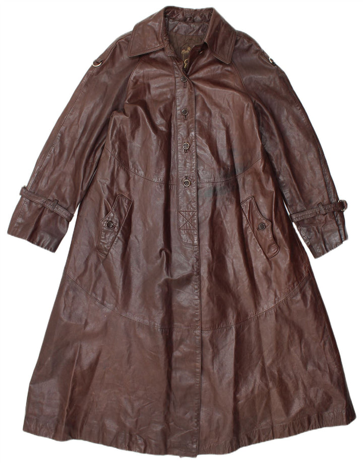 Cappotto in pelle da donna VINTAGE UK 14 Marrone medio