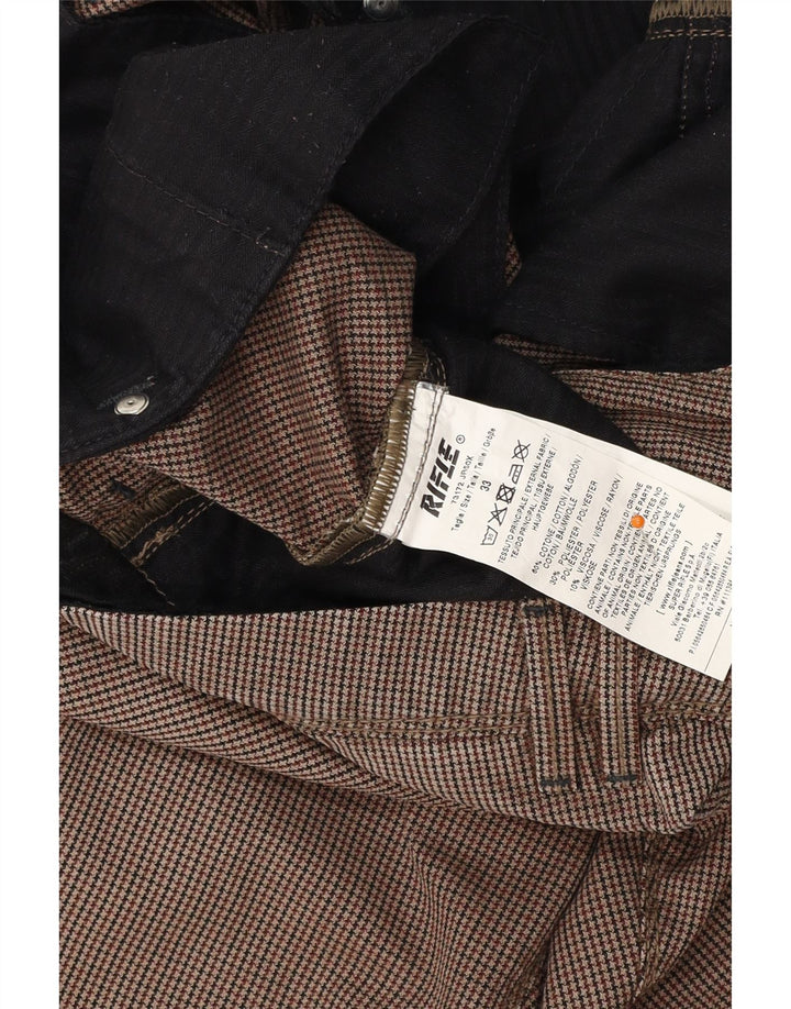 RIFLE Pantaloni chino slim da uomo W33 L32 Cotone pied de poule marrone