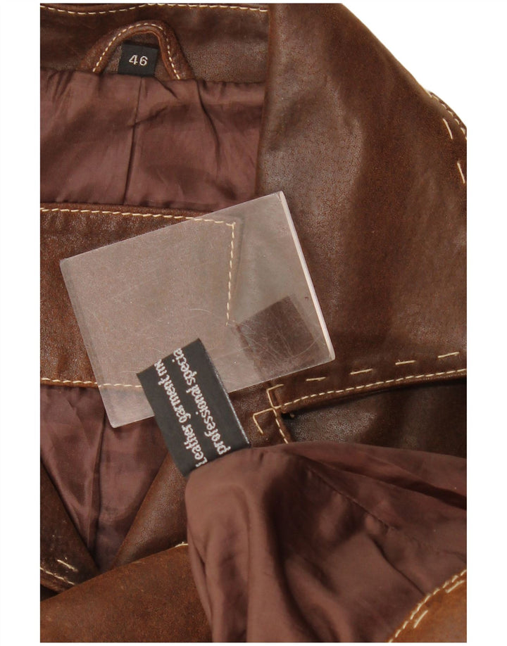 Giacca in pelle da donna vintage IT 46 grande in pelle marrone