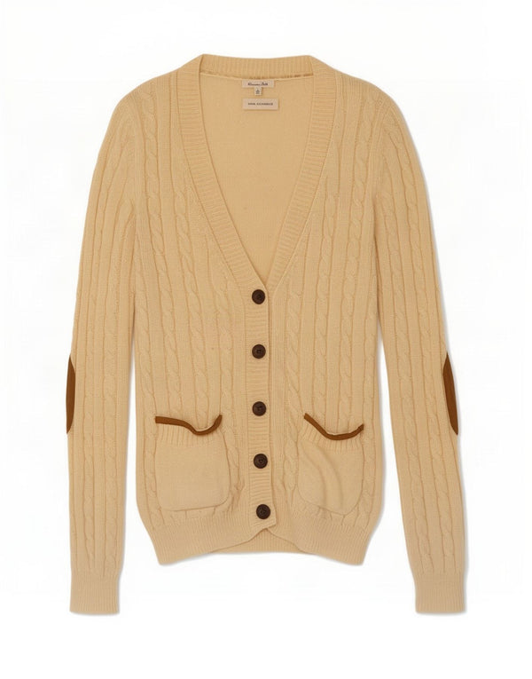 Maglione cardigan da donna Massimo Dutti UK 14 grande lana beige