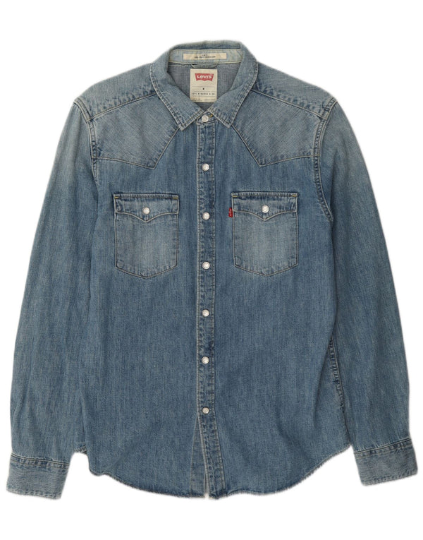 Camicia di jeans slim fit Levi's da uomo in cotone blu medio