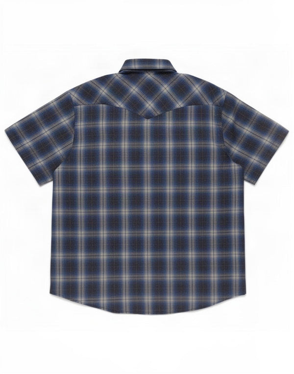 Camicia western da uomo Wrangler manica corta 2XL cotone a quadri blu