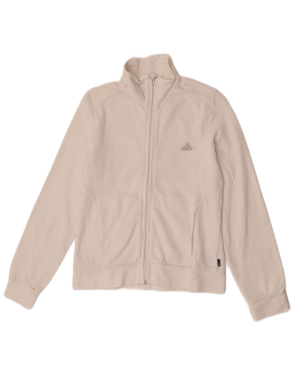 Giacca da tuta da donna Adidas UK 12 cotone bianco medio
