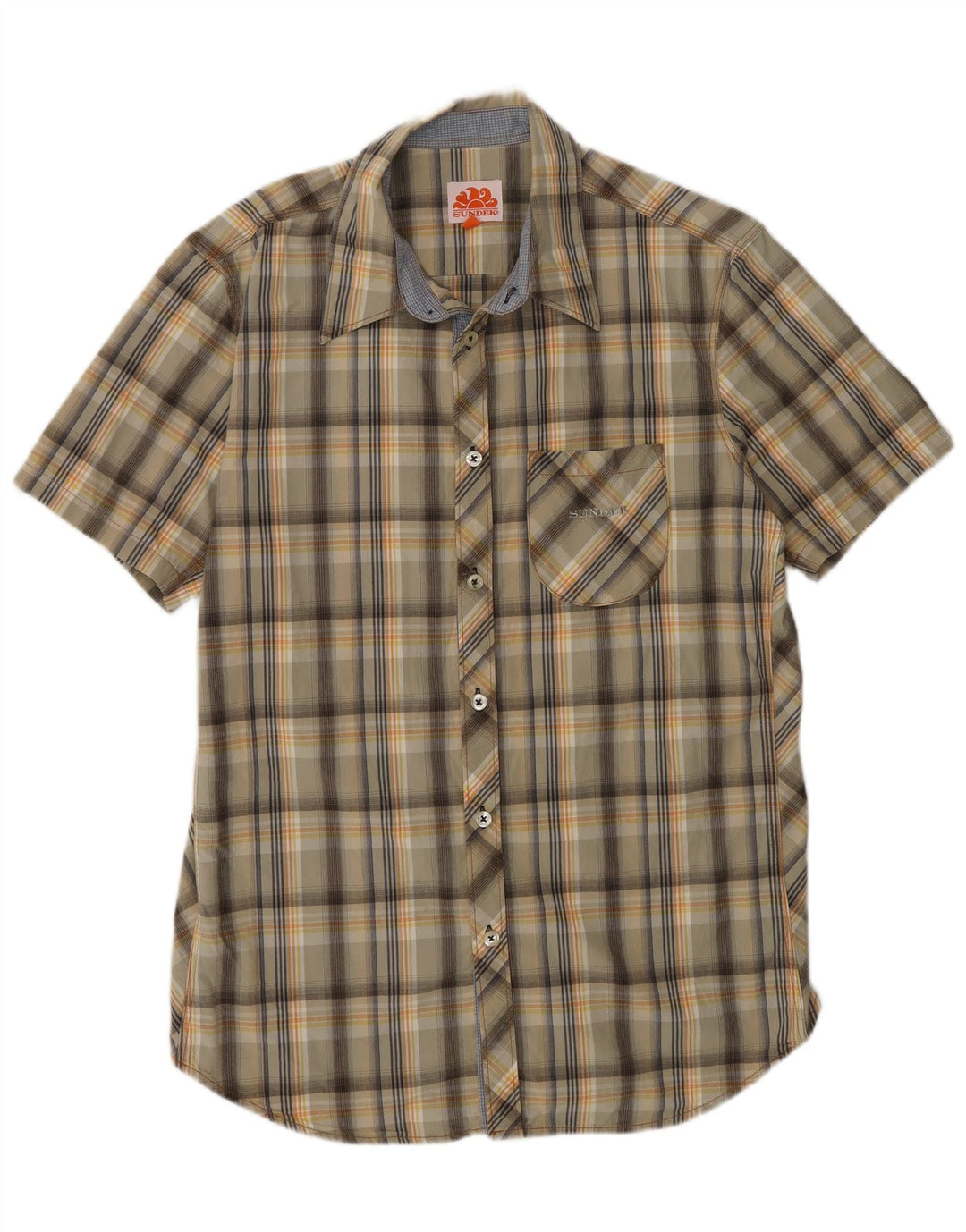 Camicia a maniche corte da uomo Sundek grande in cotone scozzese multicolore