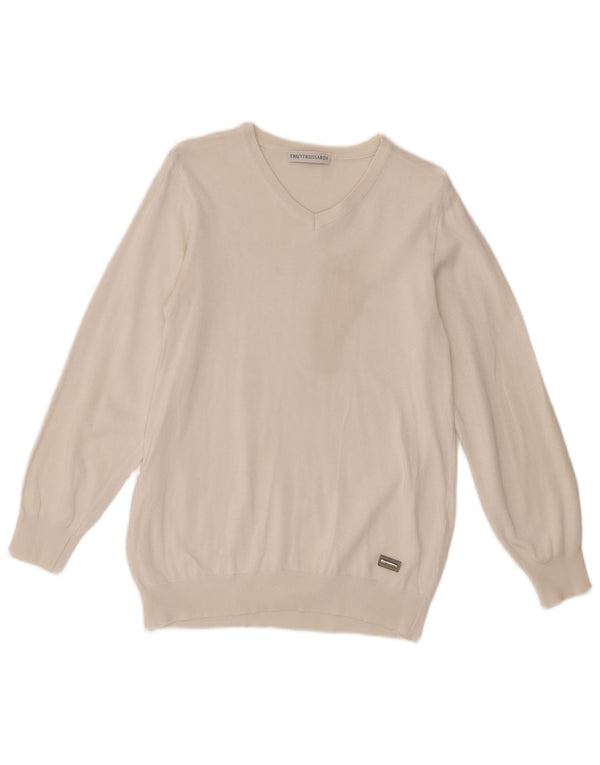 Maglione Trussardi Uomo Scollo a V XS Bianco