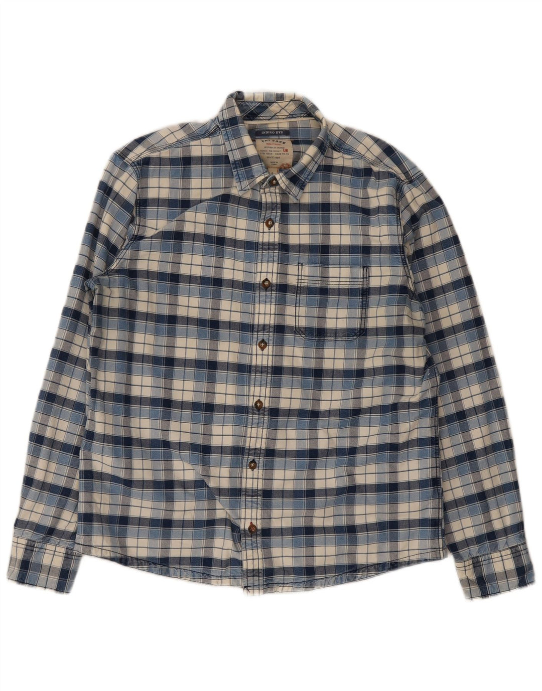 Camicia da uomo in flanella Fat Face, cotone a quadri blu grande