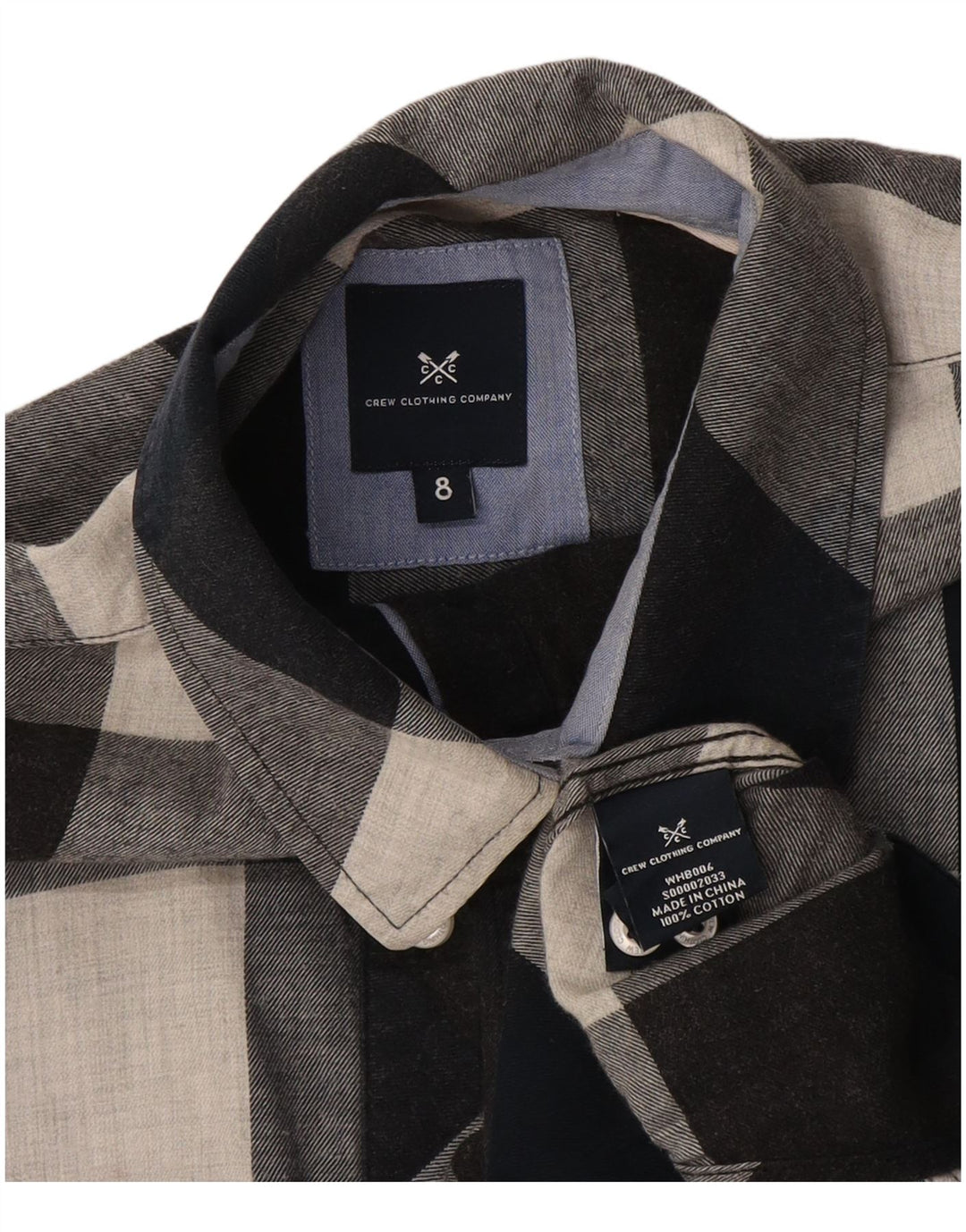 Crew Clothing Camicia oversize in flanella da donna UK 8 Piccolo quadretto blu navy