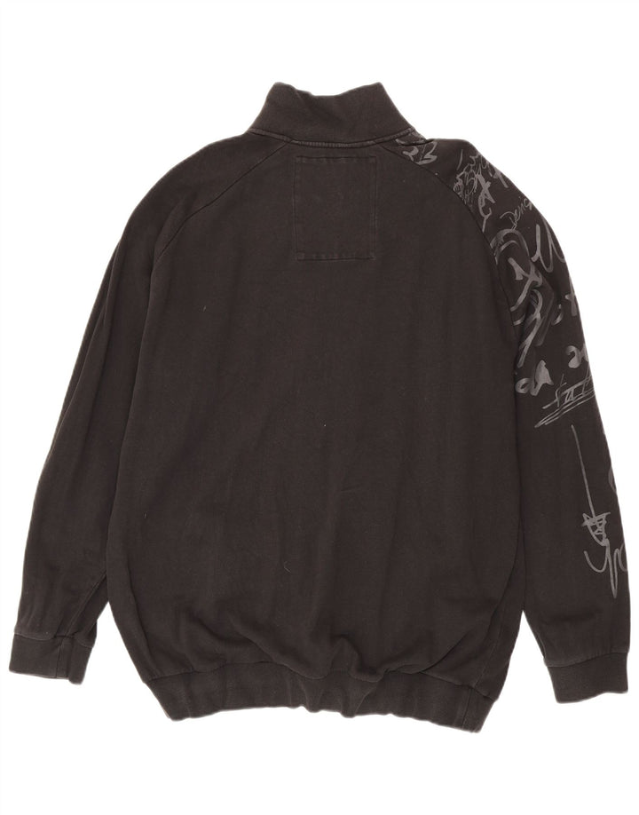 Desigual Giacca da ginnastica grafica da uomo XL in cotone nero