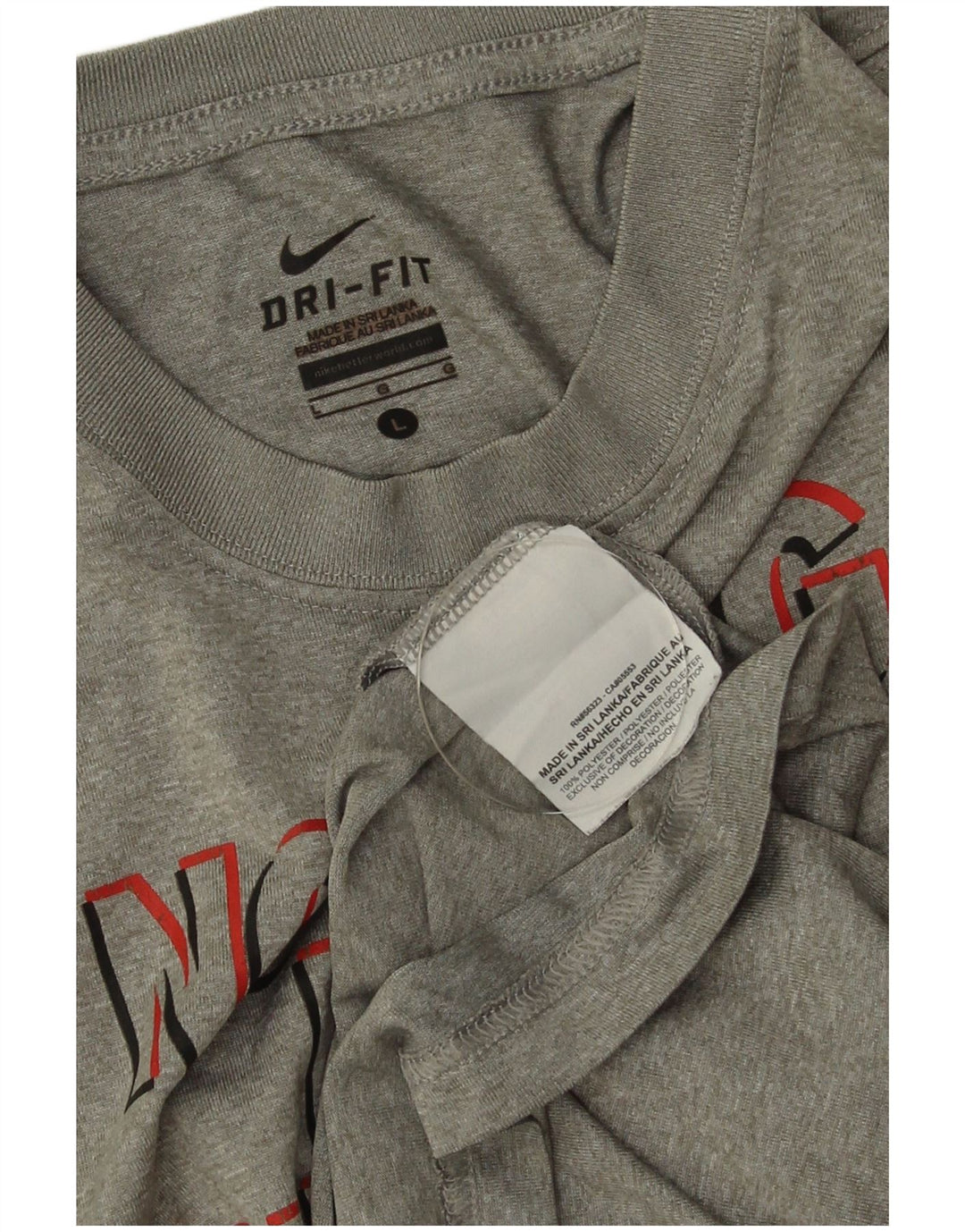 T-shirt grafica Nike Dri Fit da donna, taglia UK 14, grande poliestere chiazzato grigio