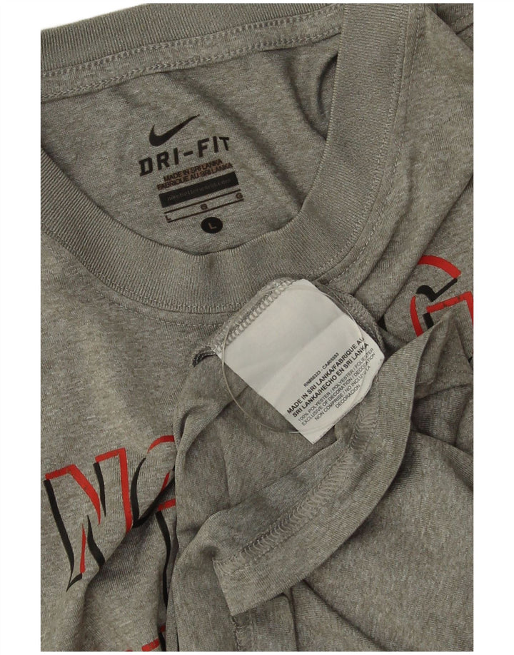T-shirt grafica Nike Dri Fit da donna, taglia UK 14, grande poliestere chiazzato grigio