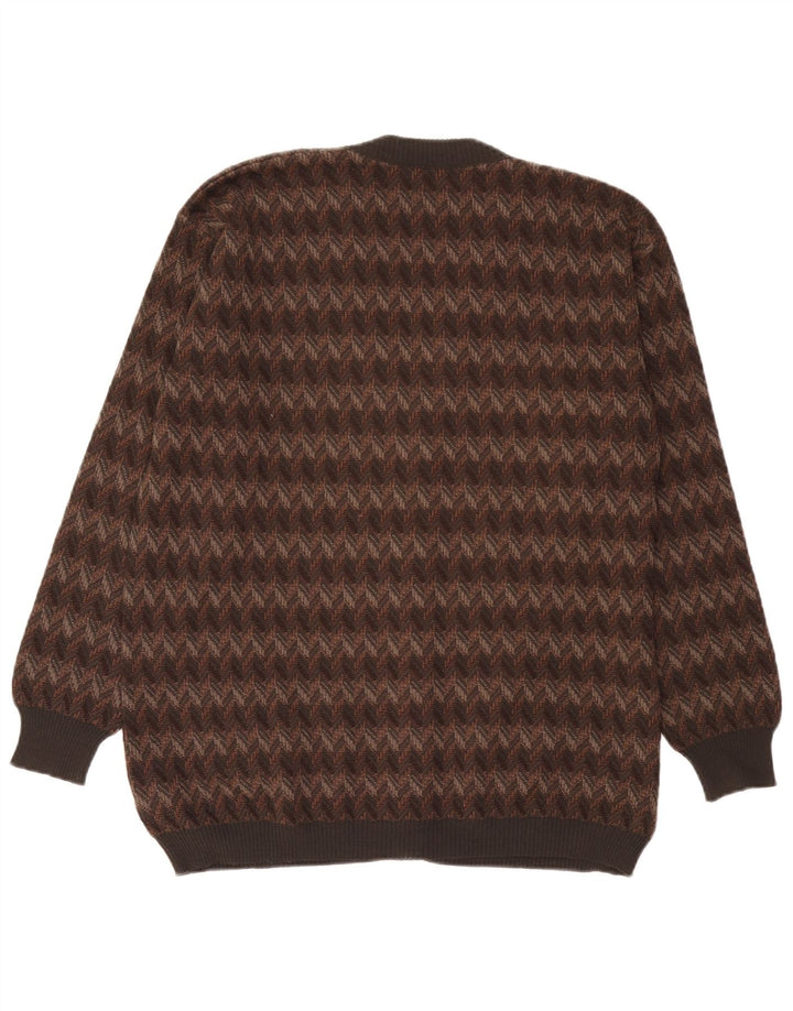 Maglione cardigan da uomo Bernardini grande marrone geometrico