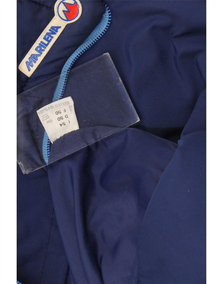 MARILENA Giacca imbottita da uomo UK 38 Medium Blu Navy Colourblock Poliammide