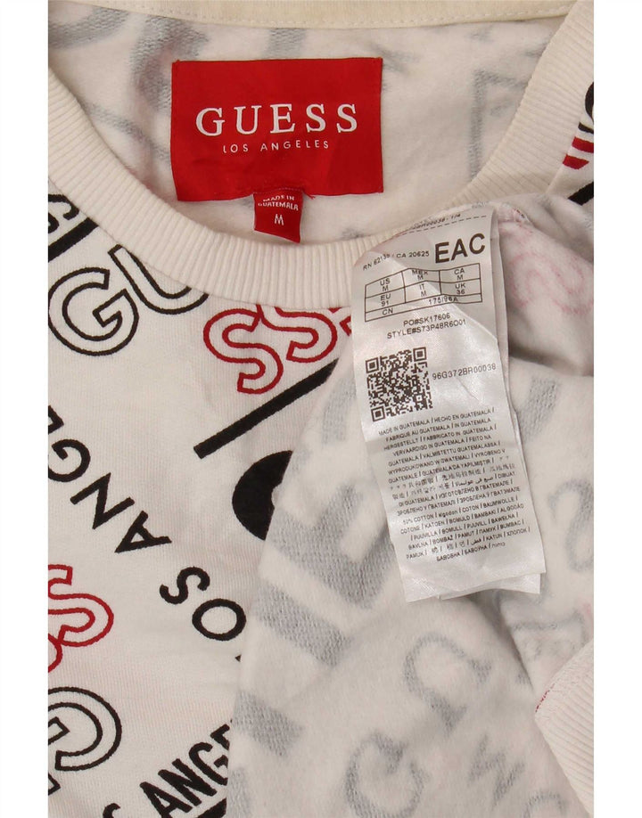 Guess Felpa con grafica da uomo Maglione in cotone bianco medio