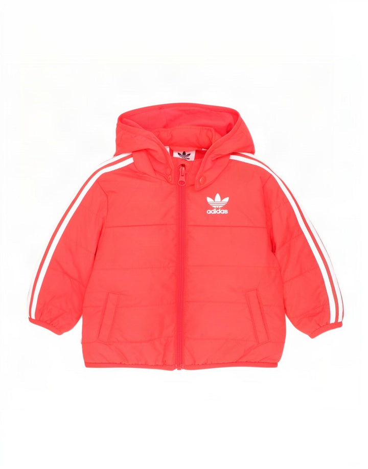 Giacca imbottita con cappuccio Adidas da bambino 3-6 mesi in poliestere rosso
