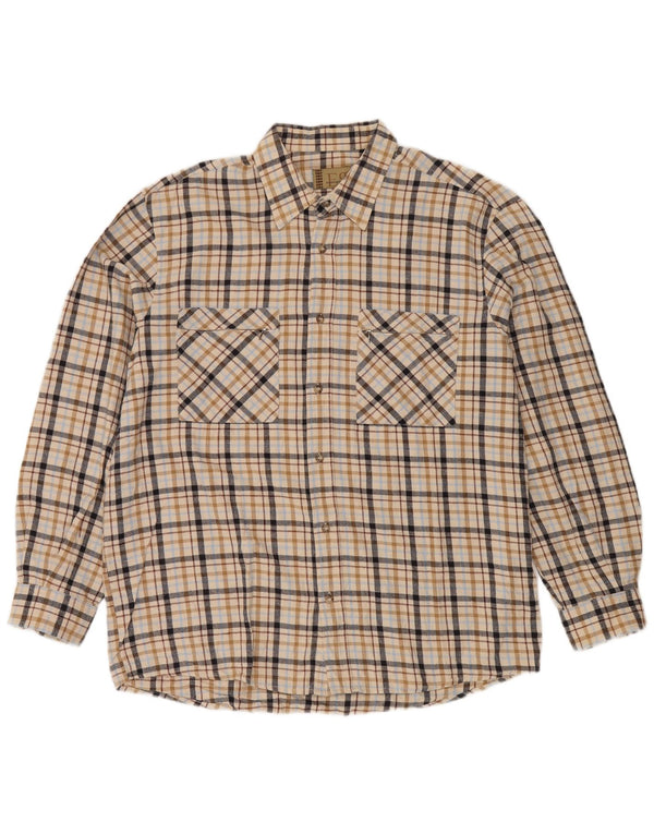Camicia in flanella da uomo del progetto europeo XL in cotone a quadri beige