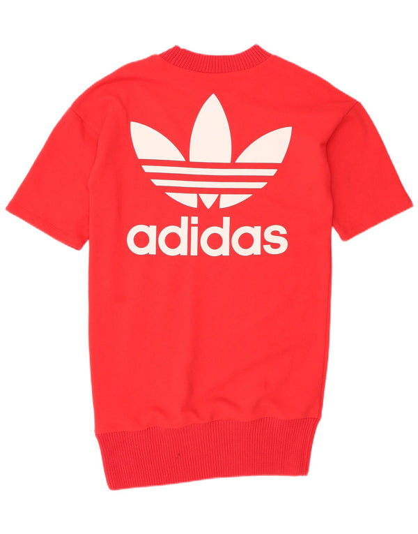 Felpa grafica da donna Adidas Jumper Dress UK 10 Small Red Cotton