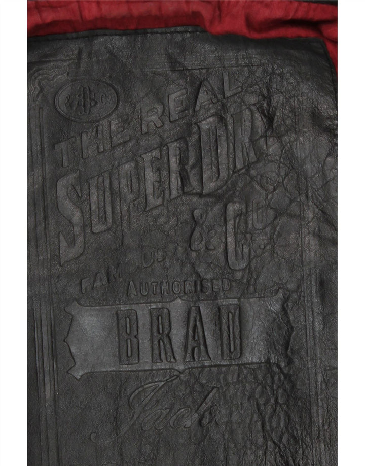 Giacca in pelle militare da uomo Superdry UK 38 in pelle nera media