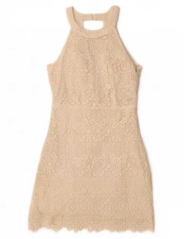 Abito Hollister da donna con scollo all'americana in pizzo US 1 XS poliestere floreale bianco