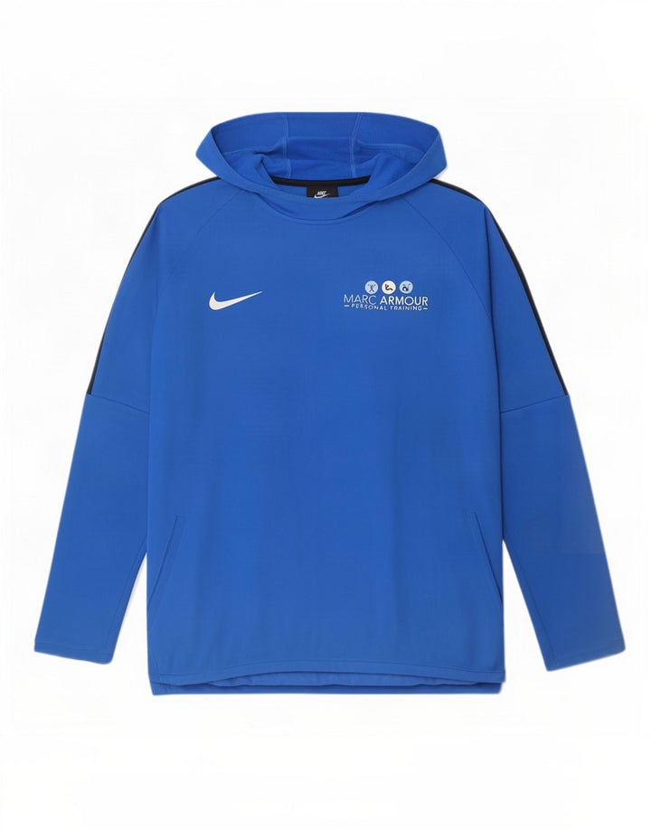 Felpa con cappuccio grafica Nike Dri Fit da uomo, grande, in poliestere color block blu