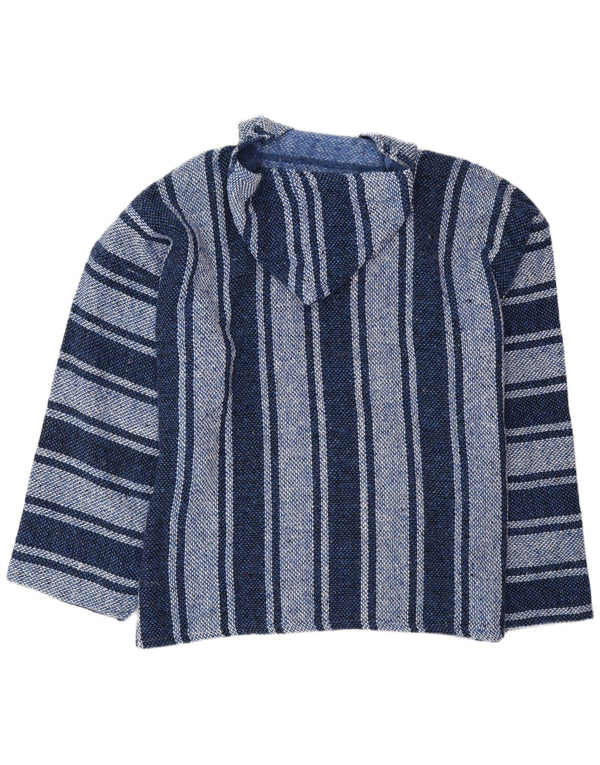 Maglione maglione con cappuccio da uomo VINTAGE 3XL acrilico a strisce blu