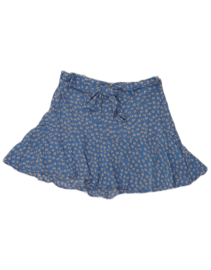Minigonna Zara da donna grande W30 in viscosa floreale blu
