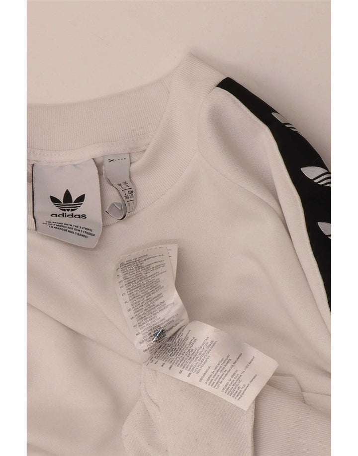 Felpa grafica da uomo Adidas, maglione grande, poliestere color block bianco
