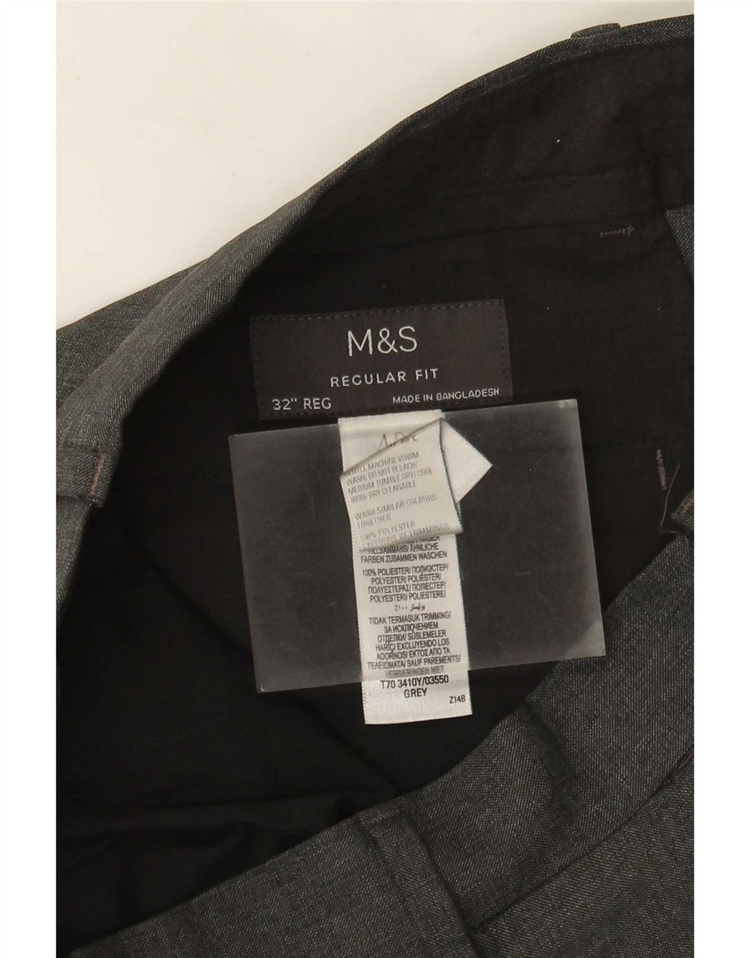 Pantaloni chino dritti vestibilità regolare da uomo Marks & Spencer W32 L31 Grigi