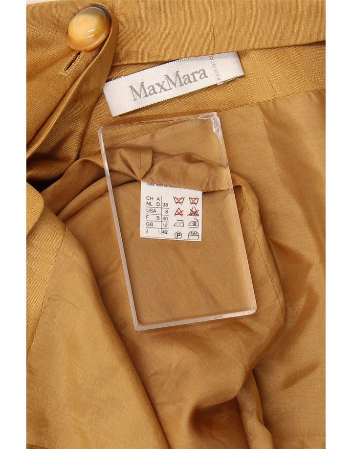 Max Mara Camicia a maniche corte da donna Camicetta UK 12 Seta marrone medio