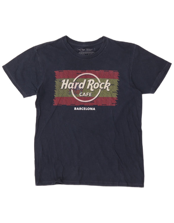 T-shirt grafica da uomo Hard Rock Cafe Barcelona Top in cotone blu navy medio