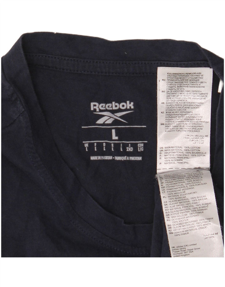 T-shirt grafica da uomo Reebok Top Large in cotone blu navy