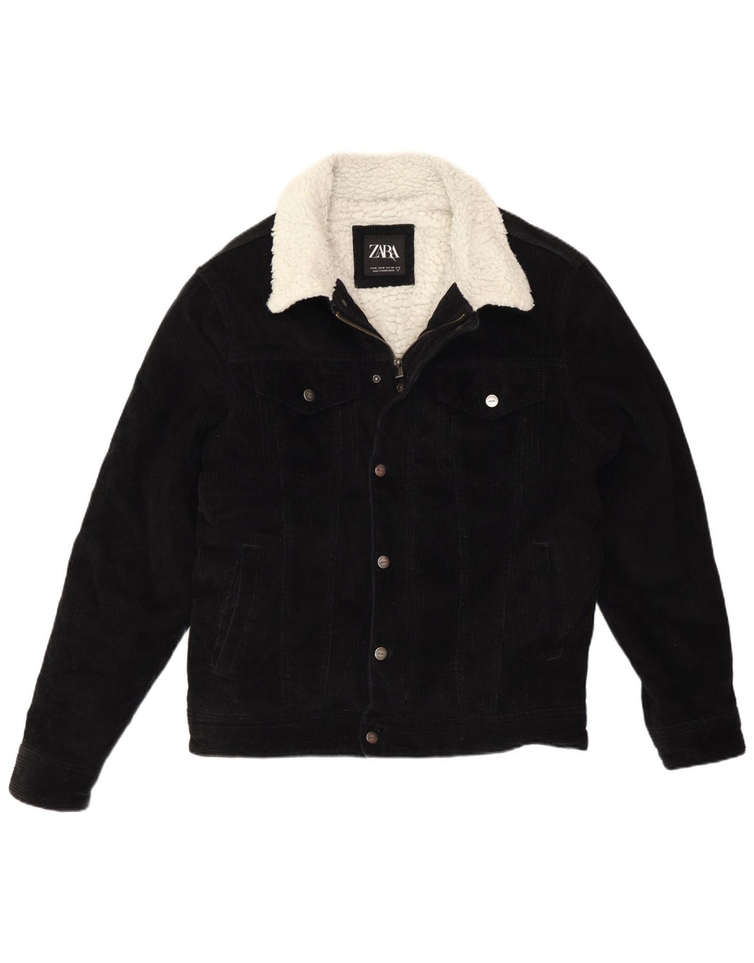 Giacca da uomo in velluto a coste Sherpa Zara UK 38 cotone nero medio