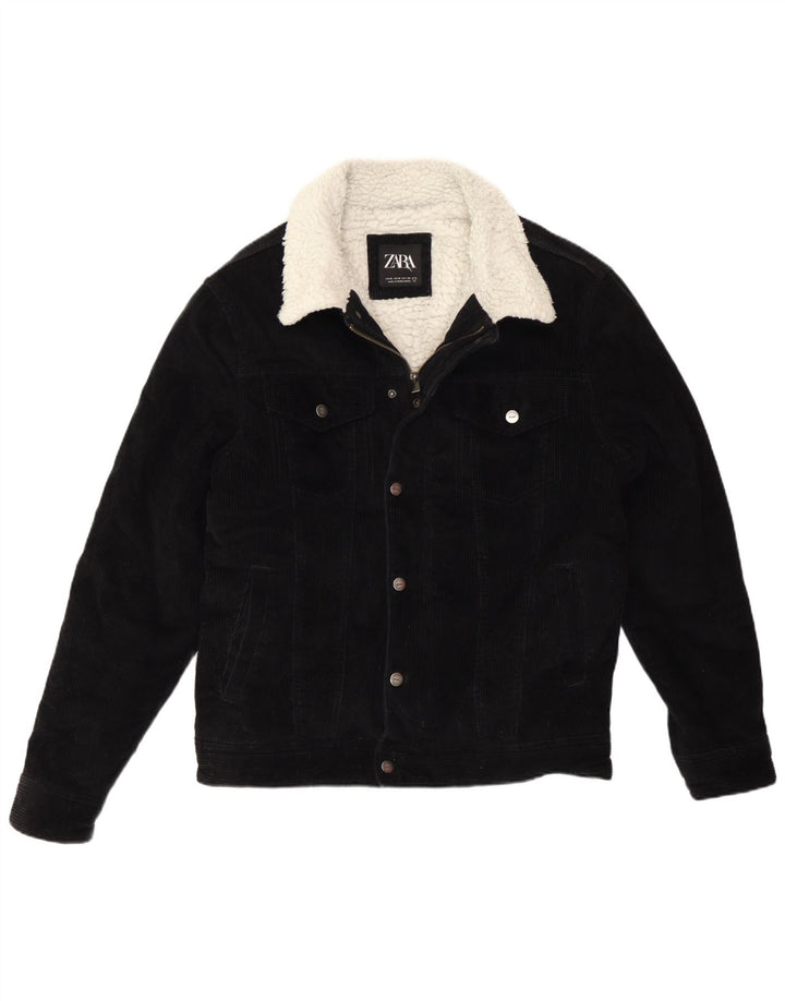 Giacca da uomo in velluto a coste Sherpa Zara UK 38 cotone nero medio
