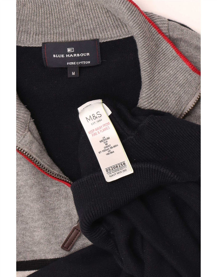 Maglione da uomo Marks & Spencer con collo con zip blu Harbour blu navy medio