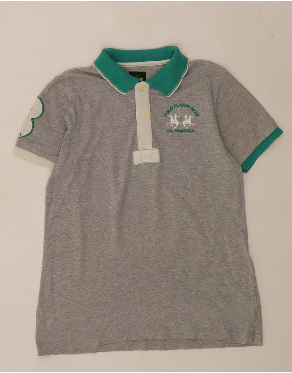 Polo da rugby grafica per ragazzi La Martina 11-12 anni Colorblock grigio