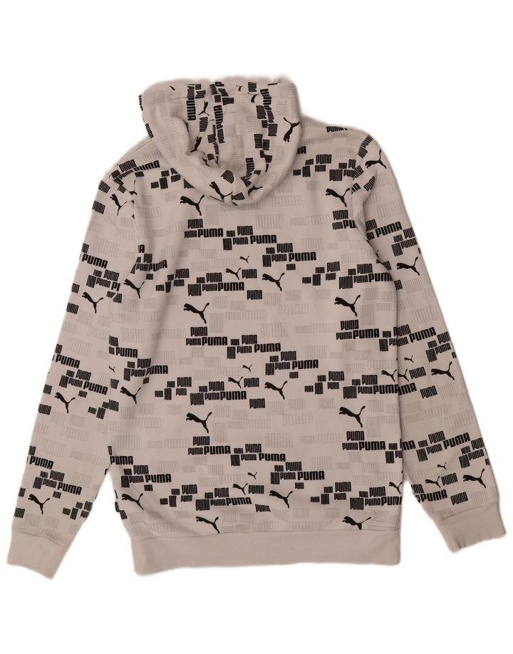 Felpa con cappuccio grafica da uomo Puma piccola in cotone bianco