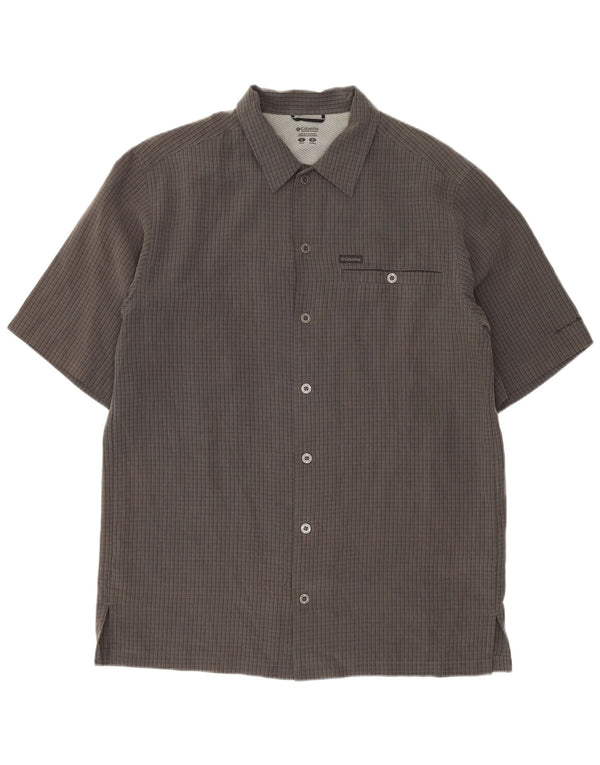 Camicia Columbia da uomo a maniche corte, vestibilità regolare, piccola, grigia, Polynosic