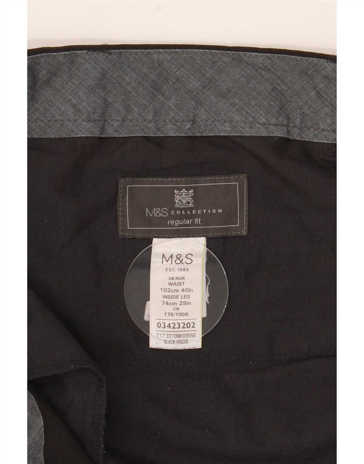 Pantaloni da abito dritti da uomo Marks & Spencer W40 L29 poliestere nero