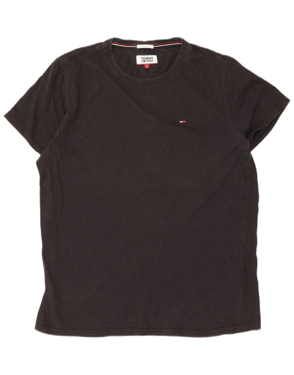 Tommy Hilfiger Uomo Regular Fit T-shirt Top Large Nero in cotone