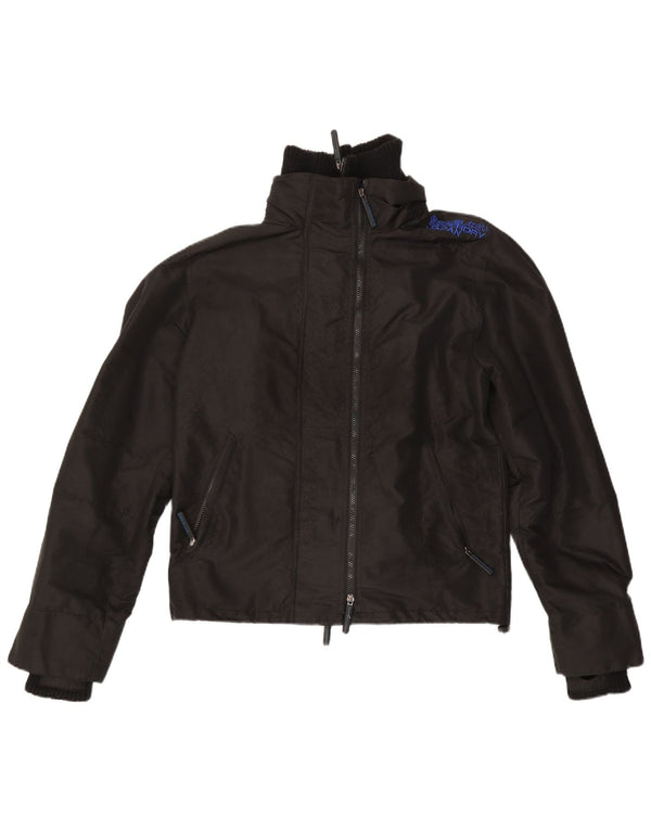 Giacca antipioggia grafica da donna Superdry UK 14 media nera