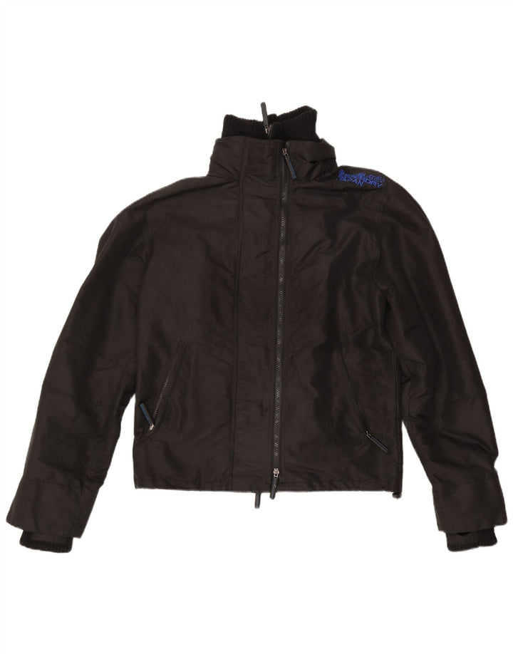 Giacca antipioggia grafica da donna Superdry UK 14 media nera