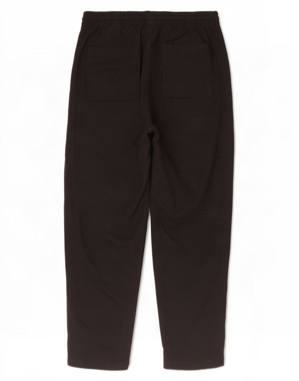 Marks & Spencer Womens Tapered Casual Trousers UK 12 Medium W28 L27 Black