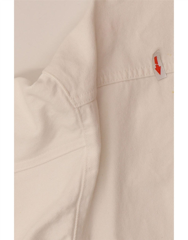 Giacca di jeans oversize corta da donna Zara UK 10 piccola in cotone bianco