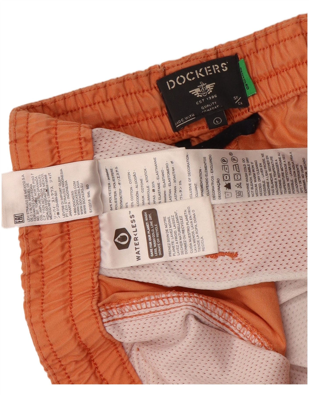 Pantaloncini chino da uomo Dockers grandi W36 poliestere arancione
