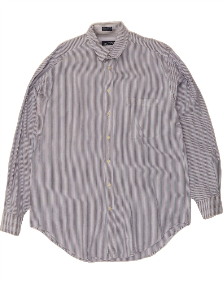 NAUTICA Mens Shirt Size 16 1/2 Large Blue Striped Cotton Vintage Nautica and Second-Hand Nautica from Messina Hembry 
