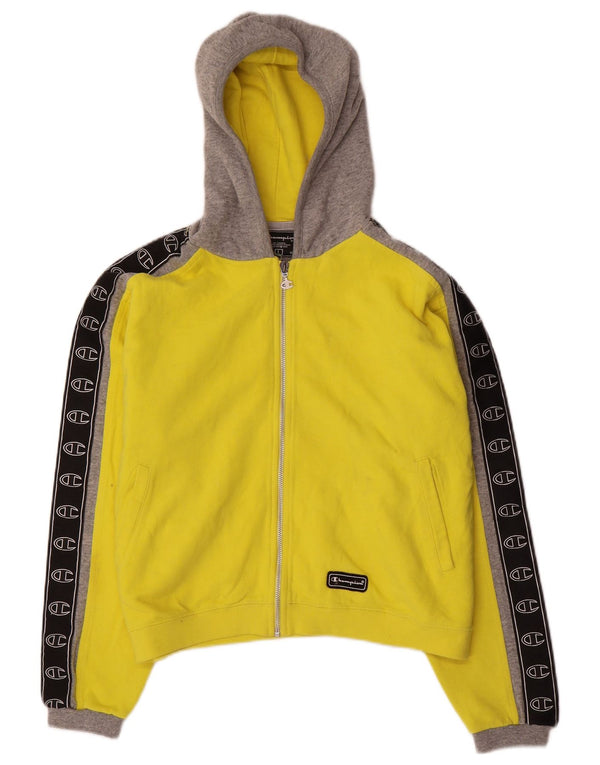 Felpa con cappuccio e zip grafica da donna Champion UK 16 Large Yellow Colourblock