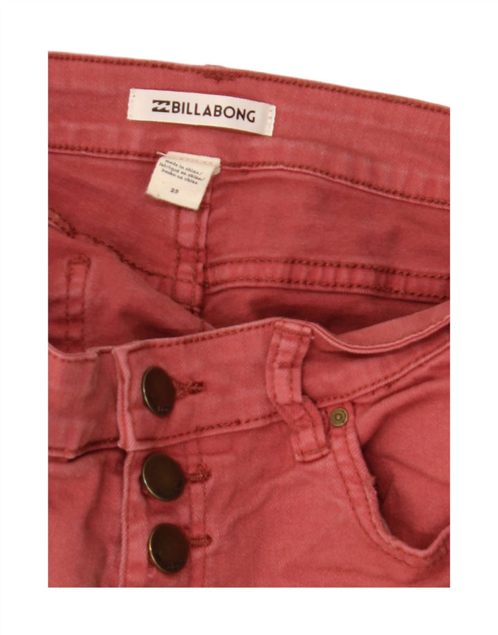 Pantaloncini di jeans invecchiati Billabong da donna W26 piccoli in cotone rosso